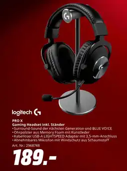 MediaMarkt Logitech pro x gaming headset inkl. ständer Angebot