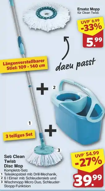 Famila Nord West LEIFHEIT Set Clean Twist Disc Mop Angebot