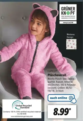 Lidl Lupilu plüschoverall Angebot