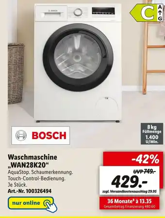 Lidl Bosch waschmaschine „wan28k20“ Angebot