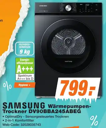 K+B Expert SAMSUNG Wärmepumpen Trockner DV90BBA245ABEG Angebot