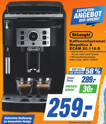 K+B Expert DeLonghi Kaffeevollautomat Magnifica S ECAM 20.116.B Angebot