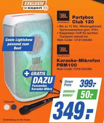 K+B Expert JBL Partybox Club 120 oder Karaoke-Mikrofon PBM100 Angebot