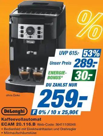 Expert DeLonghi Kaffeevollautomat ECAM 20.116.B Angebot