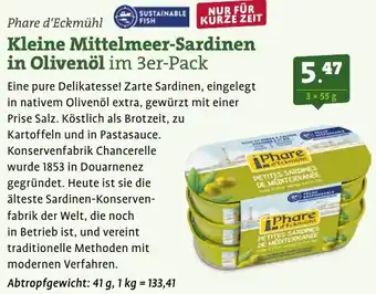 Ebl Naturkost Kleine Mittelmeer-Sardinen in Olivenöl Angebot