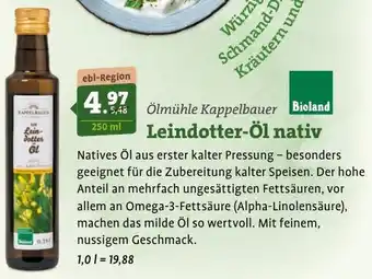 Ebl Naturkost Ölmühle Kappelbauer Leindotter-Öl nativ Angebot