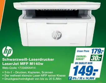 Expert hp Schwarzweiß-Laserdrucker LaserJet MFP M140w Angebot