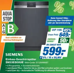 Expert SIEMENS Einbau-Geschirrspüler SN53ES06UE Angebot