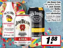 L. STROETMANN GROSSMARKT Jim Beam Cola und weitere Sorten, z.B. Jack Daniels oder Malibu 10% Vol., Angebot