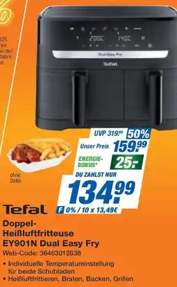 Expert Tefal Doppel Heißluftfritteuse EY901N Dual Easy Fry Angebot