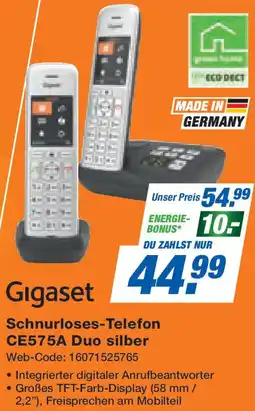 Expert Gigaset Schnurloses-Telefon CE575A Duo silber Angebot