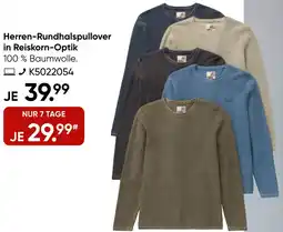 Galeria GLOBE TROTTER Herren-Rundhalspullover in Reiskorn-Optik Angebot