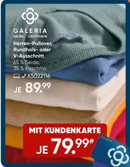 Galeria GALERIA seide cashmere Herren-Pullover, Rundhals oder V-Ausschnitt Angebot