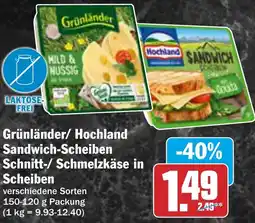 AEZ Grünländer/ Hochland Sandwich-Scheiben Schnitt-/ Schmelzkäse in Scheiben Angebot