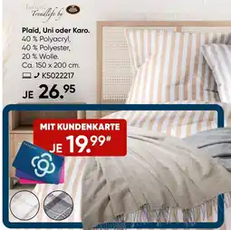 Galeria Plaid, Uni oder Karo Angebot