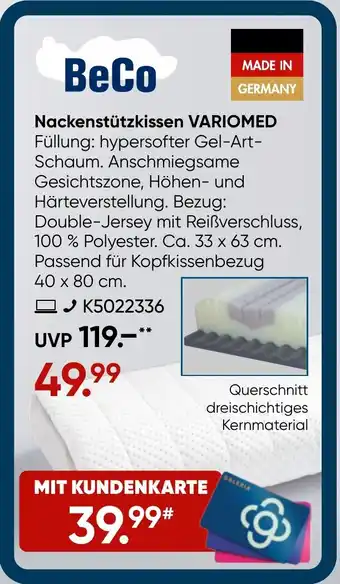 Galeria BeCo Nackenstützkissen VARIOMED Angebot