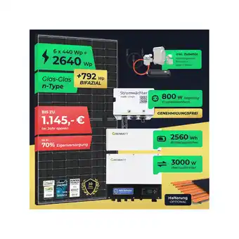 Netto Marken-Discount Solaranlage 2640W Komplett Steckdose mit 2,6-7,7kWh Stromspeicher - 3kW Notstrom - Halterung opt Angebot