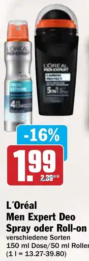 AEZ L'Oréal Men Expert Deo Spray oder Roll-on Angebot