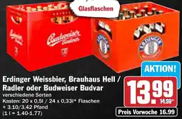 AEZ Erdinger Weissbier, Brauhaus Hell / Radler oder Budweiser Budvar Angebot