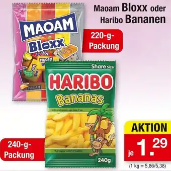 Zimmermann Maoam Bloxx oder Haribo Bananen Angebot