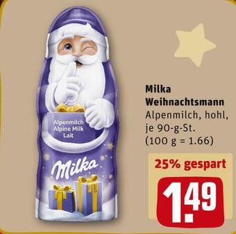 REWE Milka weihnachtsmann Angebot