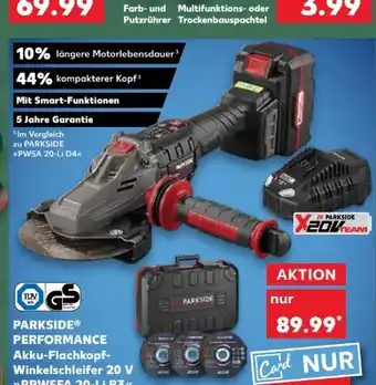 Kaufland Parkside Performance Akku-Flachkopf Winkelschleifer PPWSFA 20-Li B3 Angebot