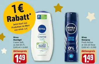 REWE Nivea duschgel oder deospray Angebot