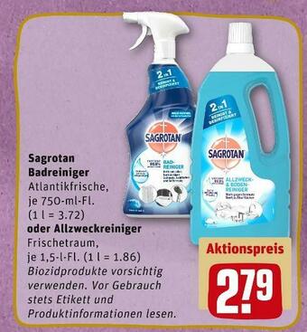 REWE Sagrotan badreiniger oder allzweckreiniger Angebot