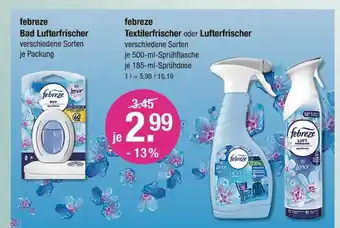 V Markt Febreze bad lufterfrischer, textilerfrischer oder lufterfrischer Angebot