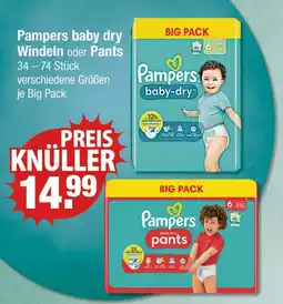 V Markt Pampers baby dry windeln oder pants Angebot