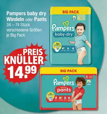 V Markt Pampers baby dry windeln oder pants Angebot