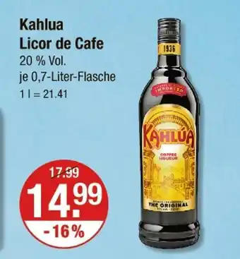 V Markt The original kahlua licor de cafe Angebot