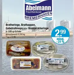 V Markt Abelmann bratheringe, brathappen, gabelrollmops oder bismarckheringe Angebot