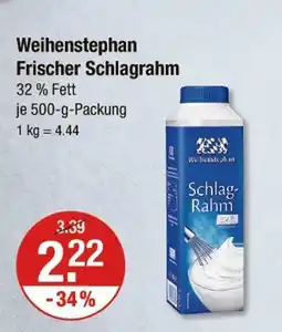 V Markt Weiherstephan frischer schlagrahm Angebot