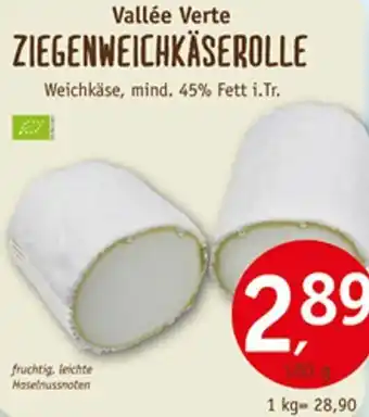 Erdkorn Biomarkt Vallée Verte ZIEGENWEICHKÄSEROLLE Angebot