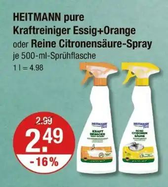 V Markt Heitmann kraftreiniger essig+orange oder reine citronensäure-spray Angebot