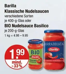 V Markt Barilla klassische nudelsaucen oder bio nudelsaucen basiliko Angebot