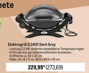 METRO Weber elektrogrill q 1400 dark grey Angebot