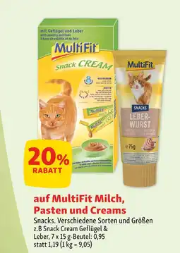 Fressnapf Multifit 20% rabatt auf multifit milch, pasten und creams Angebot