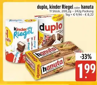 Edeka Xpress Duplo oder kinder riegel oder hanuta Angebot