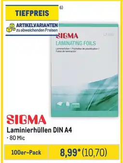 METRO Sigma laminierhüllen din a4 Angebot