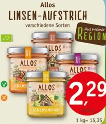 Erdkorn Biomarkt Allos LINSEN-AUFSTRICH Angebot