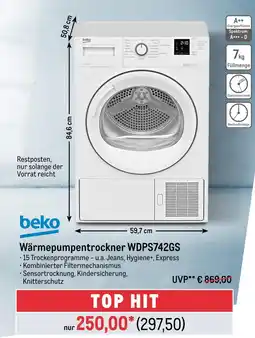 METRO Beko wärmepumpentrockner wdps742gs Angebot