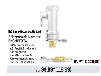 METRO Kitchenaid röhrennudelvorsatz 5ksmpexta Angebot