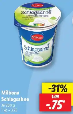 Lidl Milbona Schlagsahne Angebot