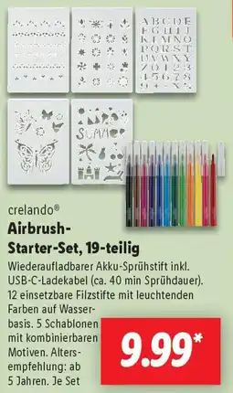 Lidl crelando Airbrush Starter-Set, 19-teilig Angebot