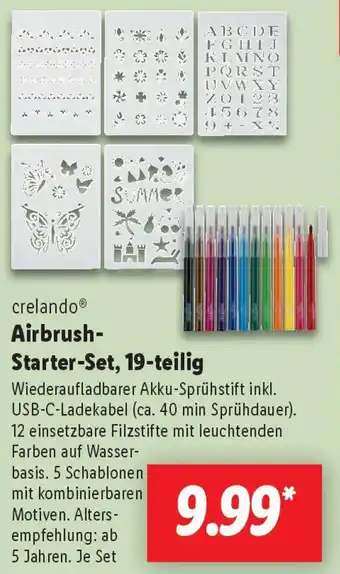 Lidl crelando Airbrush Starter-Set, 19-teilig Angebot