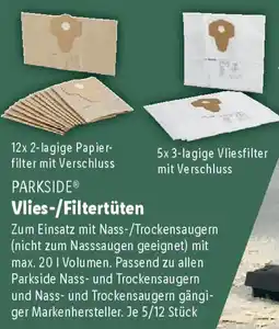 Lidl PARKSIDE Vlies-/Filtertüten Angebot