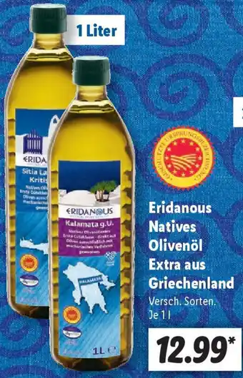 Lidl Eridanous Natives Olivenöl Extra aus Griechenland Angebot