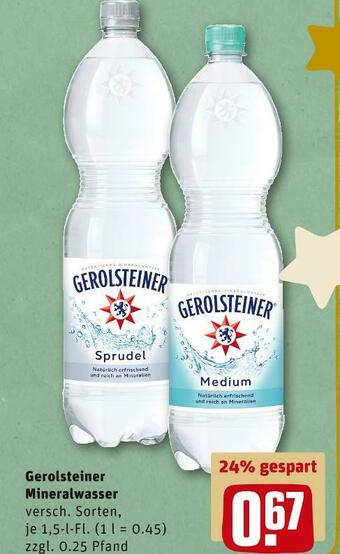 REWE Gerolsteiner mineralwasser Angebot